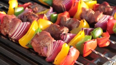 Barbekü. Şiş kebap ızgara biber, soğan, sıcak ızgara ile
