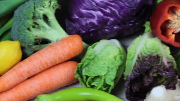 Verduras frescas coloridas — Vídeo de stock