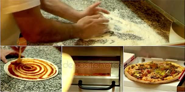 Mumsig Pizza gör — Stockvideo