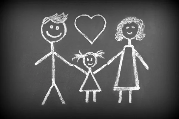 Disegno di famiglia con gesso — Foto Stock