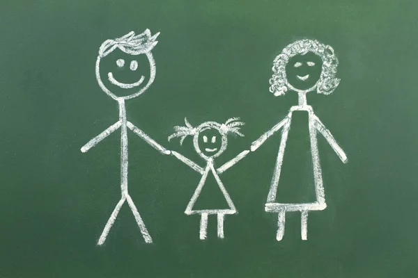 Tekening van familie met krijt — Stockfoto