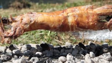Kavrulmuş dönüm bütün kuzu kömür yanıyor