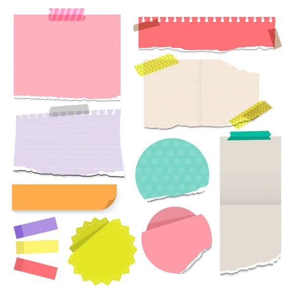 在白色背景上的彩色撕纸与胶粘剂在商业设计的矢量插图 — 图库矢量图片