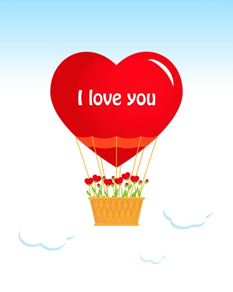 Saint Valentin, coeur de ballon à air — Image vectorielle