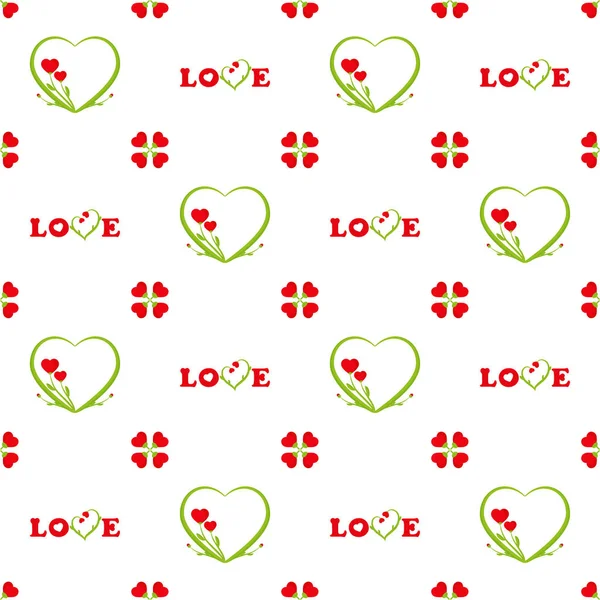 Valentinky den bezešvé vzor, nápis Love — Stockový vektor