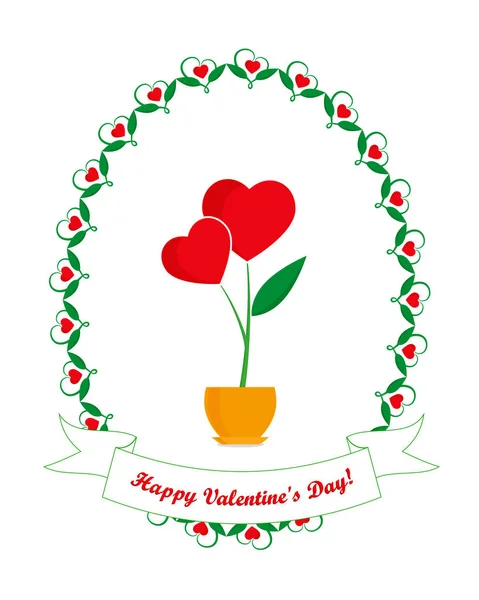 Valentines day, flower in frame — Stock Vector