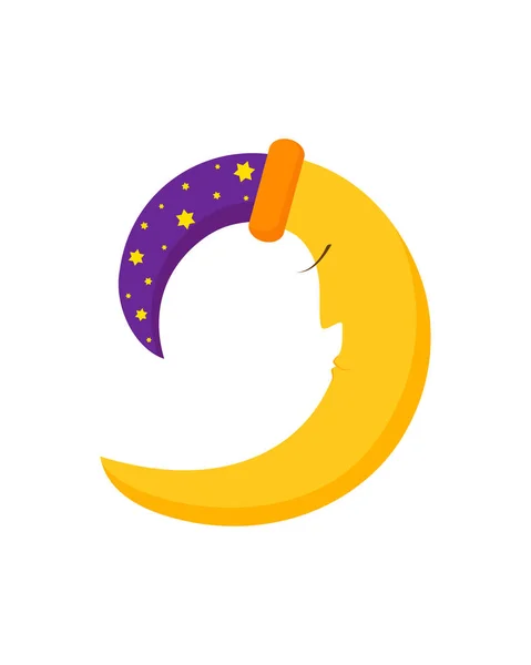 Fairytale sleeping moon in nightcap Royalty Free Stock Illustrations