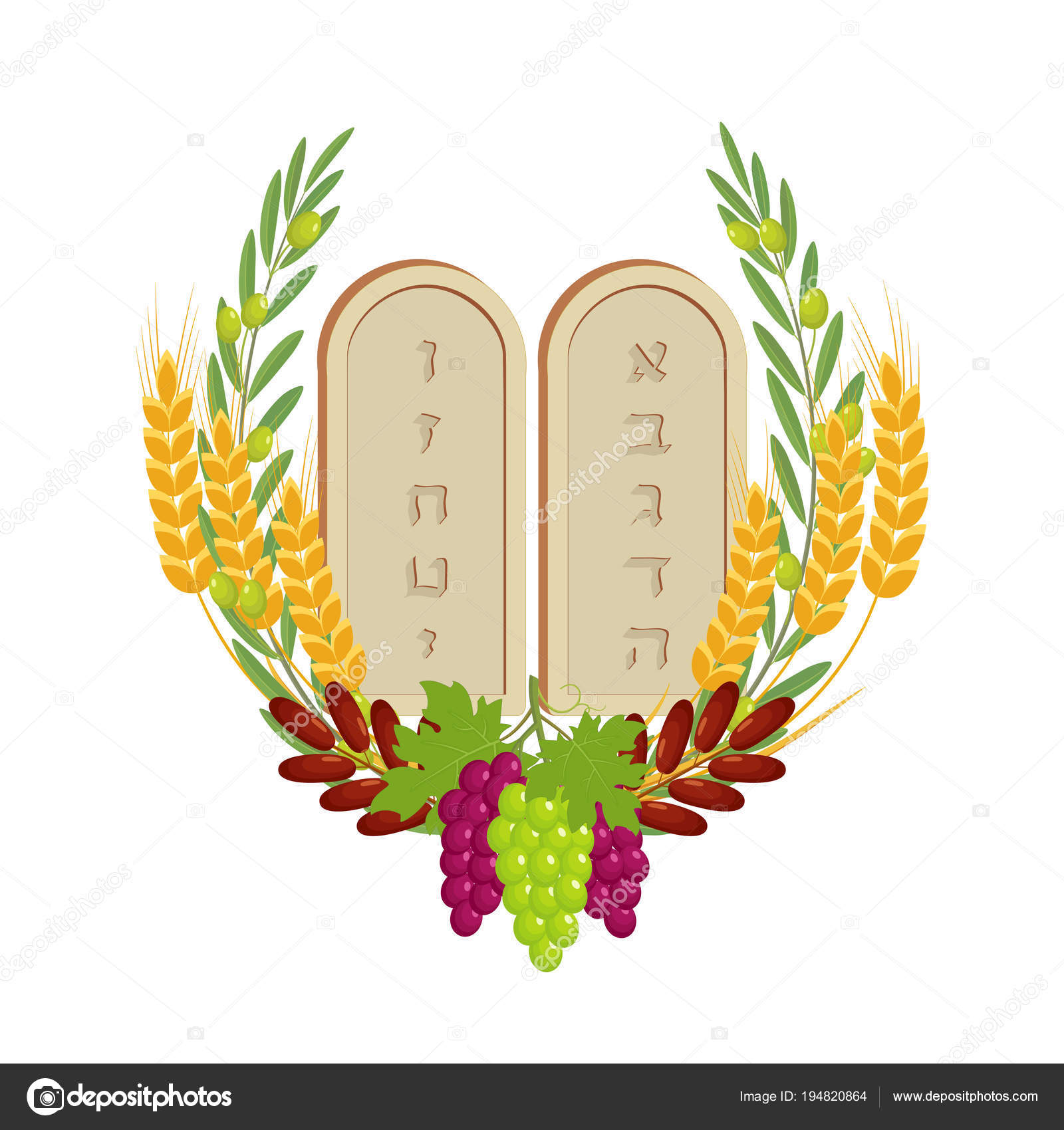Shavuot, tablettes de pierre et de fruits image vectorielle par ValenZi
