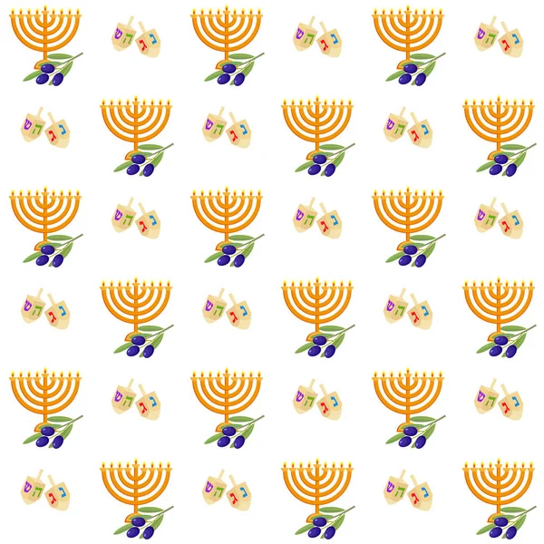 Židovská dovolená v Chanuce, bezproblémové vzory — Stockový vektor