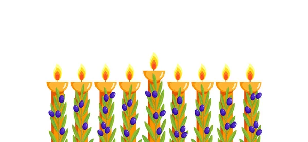 Vacaciones de Hanukkah, Hanukkah menorah, candelabro de nueve ramas — Vector de stock