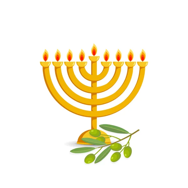 Hanoukka menorah, candelabrum pour les vacances juives de Hanoukka — Image vectorielle