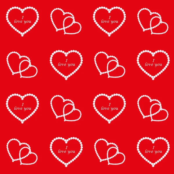 Valentines den hladký vzor, červená srdce — Stockový vektor