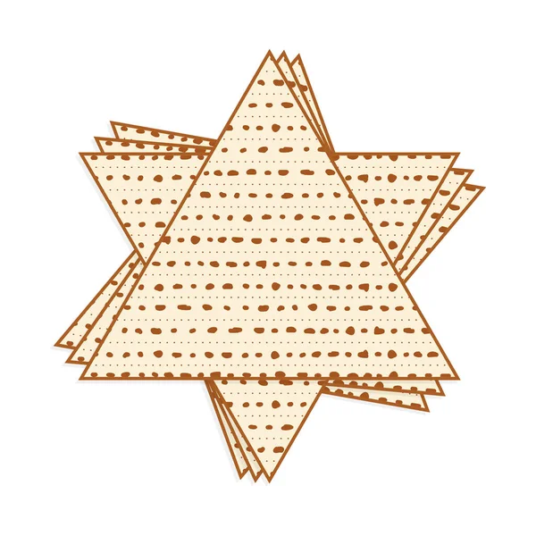 Matzá como Estrella de David, pan sin levadura de la Pascua — Vector de stock