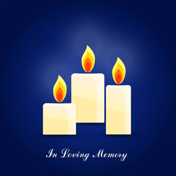 Conjunto de velas encendidas, velas conmemorativas — Vector de stock