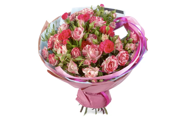 Bright floral bouquet arrangement on white background — Stock Photo, Image