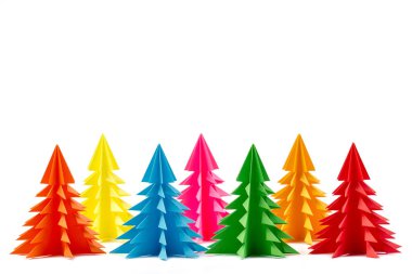 Noel ağacı üzerinde beyaz izole farklı renklerde