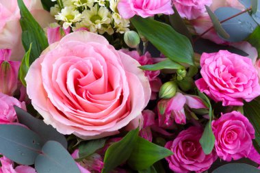 Taze çiçekler parlak buketny kompozisyon, beyaz arka plan izole.