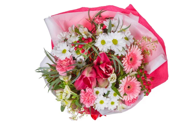 Isolated bouquet of bright flowers on a white background. — Stock Photo, Image