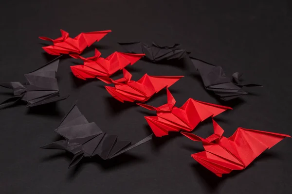 Halloween Background. Black background. Red and black bats — Stock Photo, Image
