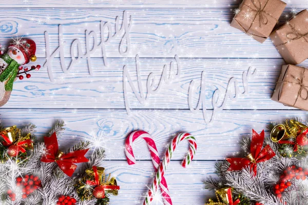 Composición navideña. Navidad, invierno, concepto de año nuevo. Vista superior —  Fotos de Stock