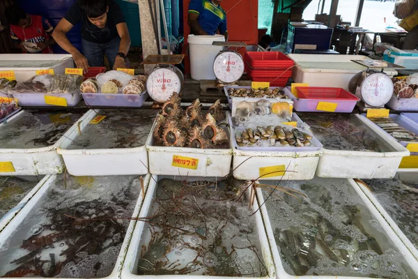 Huket Thailand Maart 2020 Straat Zeevruchten Markt — Stockfoto