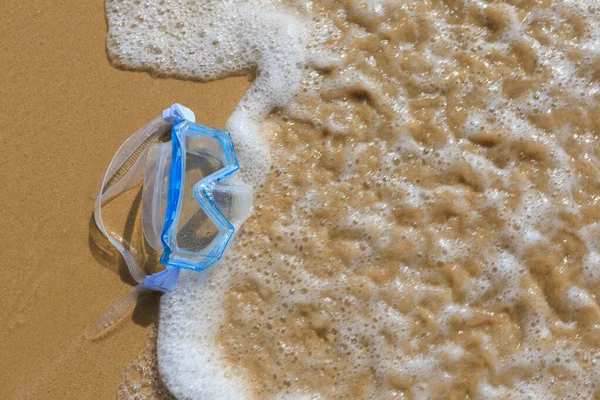 Badmasken Sandstranden Dykning — Stockfoto