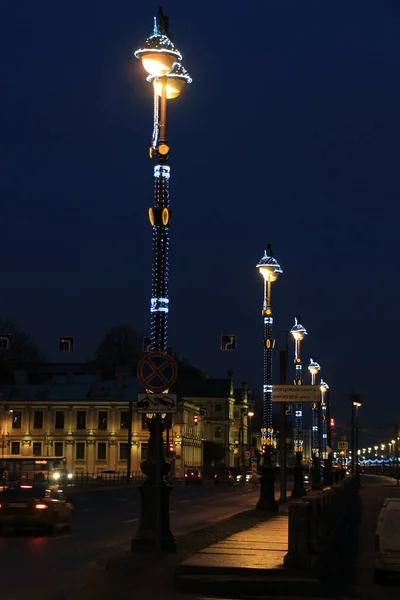 Rusland Sint Petersburg Avonds Kade Van Universiteit — Stockfoto