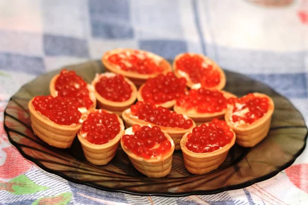 Snack Red Salmon Caviar Plate Royalty Free Stock Photos