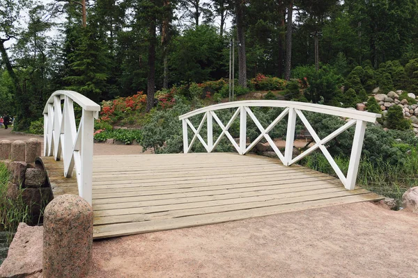 Puente Madera Blanca Parque — Foto de Stock