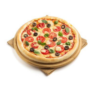 margarita pizza üzerinde beyaz izole 