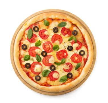 margarita pizza üzerinde beyaz izole 