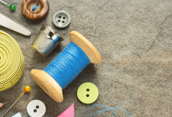 Sewing tools and accessories on table — Stock Photo, Image