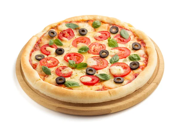 Margarita pizza isolada em branco — Fotografia de Stock
