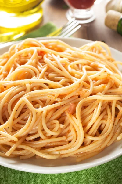 Ready pasta  on wood — Stock Photo, Image