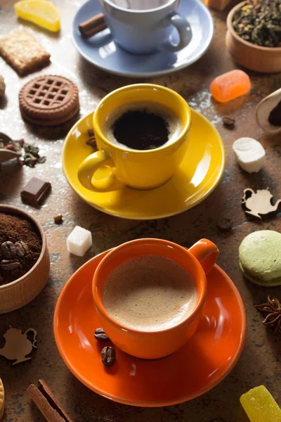 Kahve, çay ve kakao fincan — Stok fotoğraf