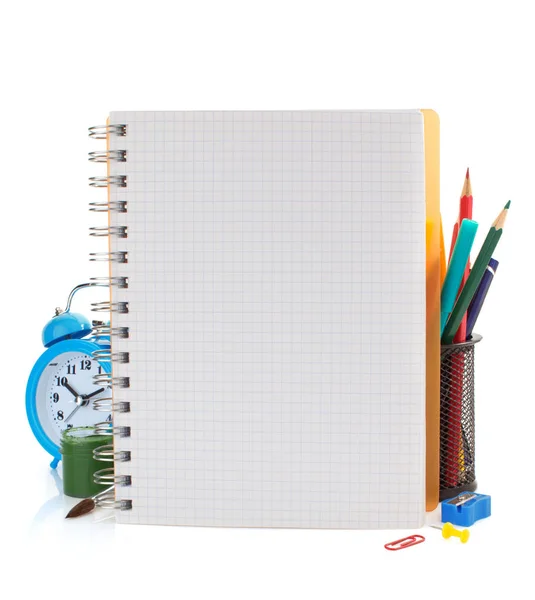 Notebook en school supplies — Stockfoto