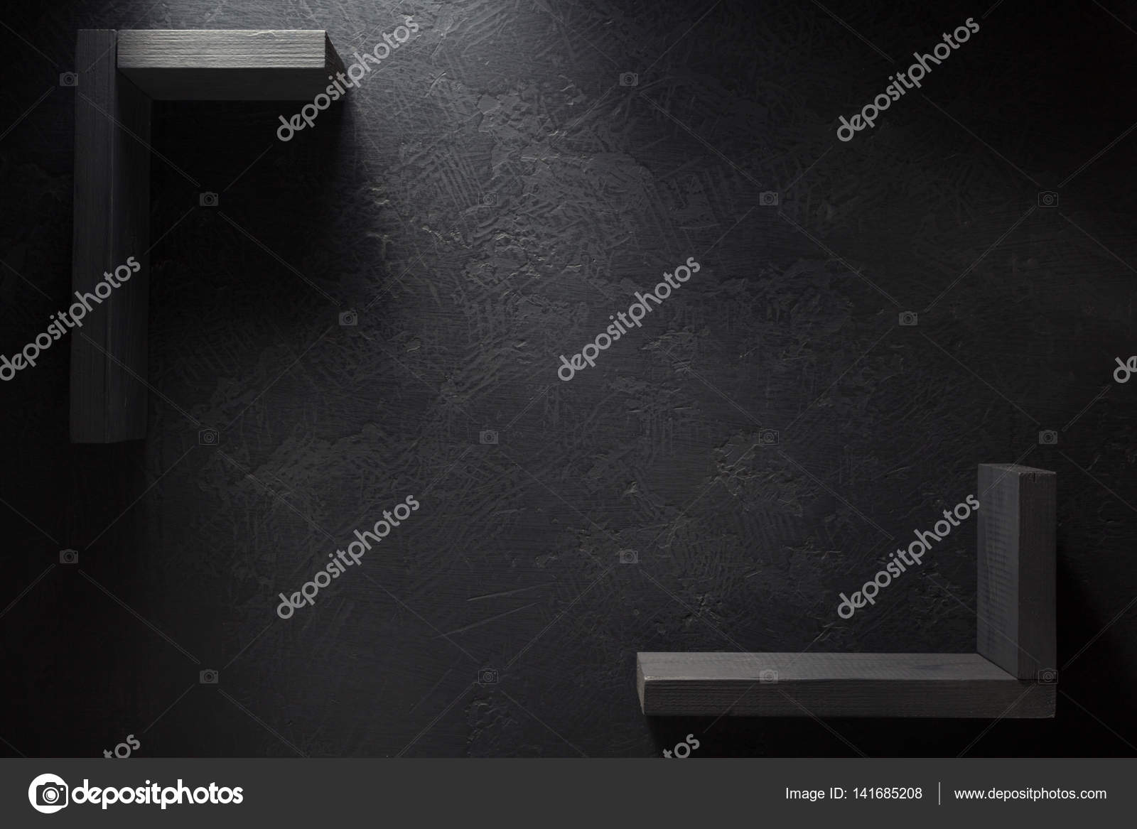Shelf and black wall wood Stock Photo by ©seregam 141685208