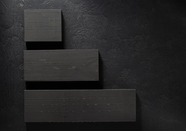 黒の背景の木製の板 — ストック写真