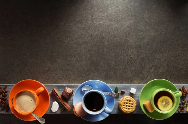 Taza de café, cacao y té — Foto de Stock