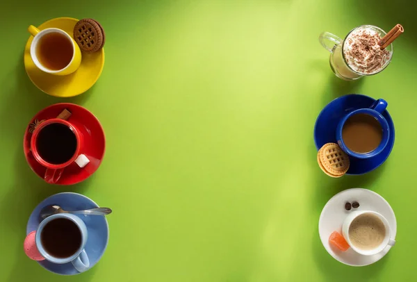 Tazza di caffè, tè e cacao su carta — Foto Stock