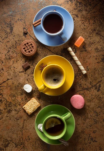 Filiżankę kawy, herbaty i kakao — Zdjęcie stockowe