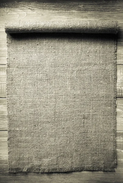 Toile de jute sacking hessian sur bois — Photo