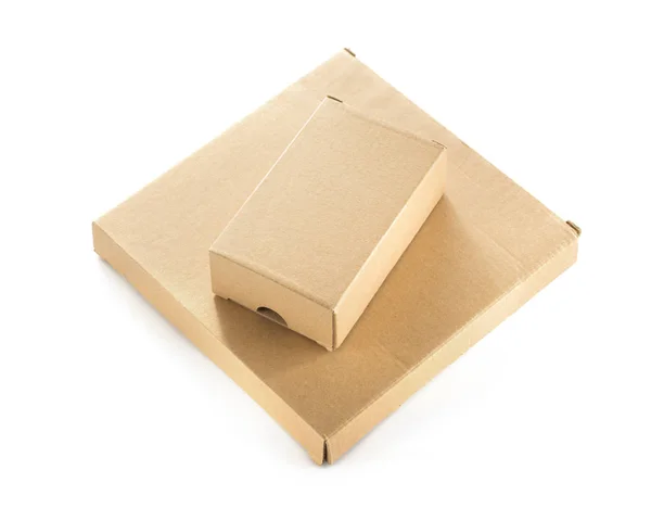 Caixa de papelão isolada em branco — Fotografia de Stock