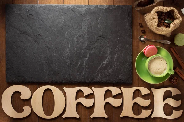 Cup of coffee on wood — Stock Photo, Image