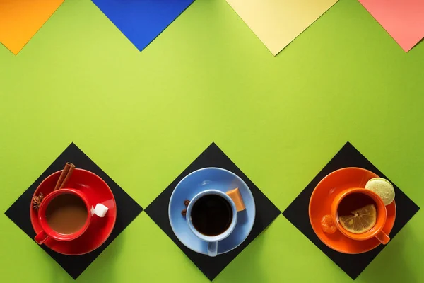커피, 차, 카 카오의 컵 — 스톡 사진