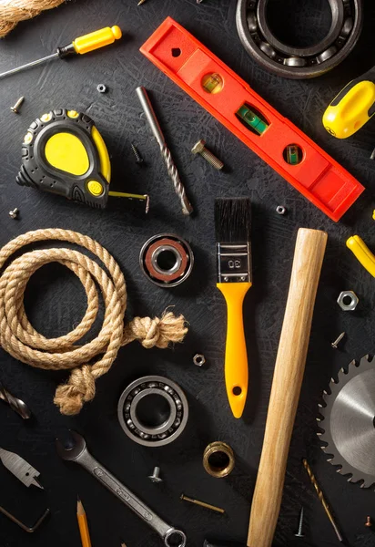 Tools and instruments on black — Stock Photo, Image