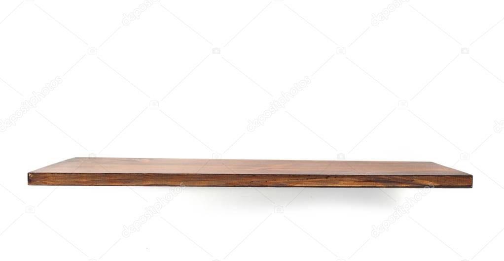 wooden shelf isolated on white 