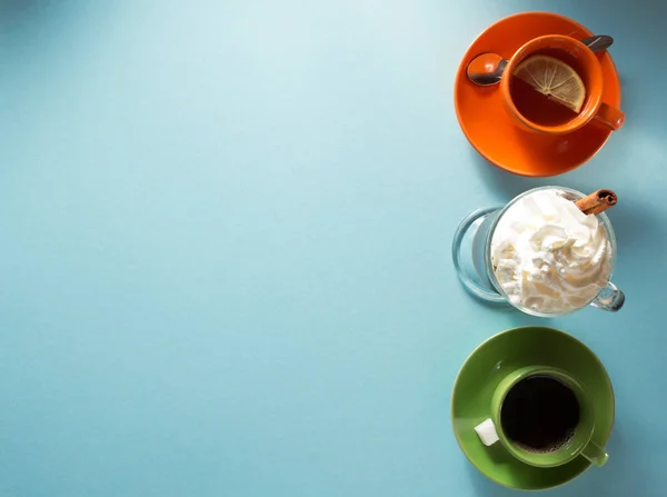 Taza de café, té y cacao en papel —  Fotos de Stock