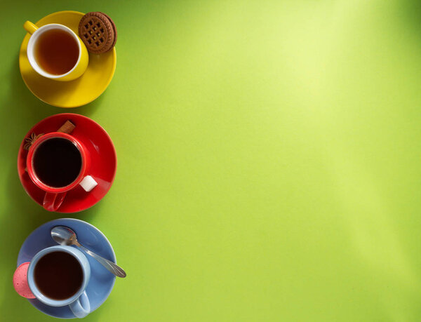 cup of coffee, tea and cacao 