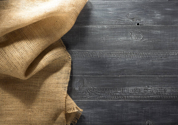 burlap hessian sacking on wood